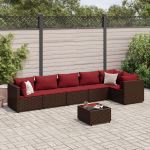 Set mobilier de grădină cu perne, 7 piese, maro, poliratan GartenMobel Dekor