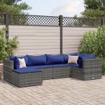 Set mobilier de grădină cu perne, 6 piese, gri, poliratan GartenMobel Dekor