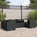 Set mobilier de grădină cu perne, 6 piese, negru, poliratan GartenMobel Dekor
