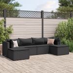 Set mobilier de grădină cu perne, 6 piese, negru, poliratan GartenMobel Dekor