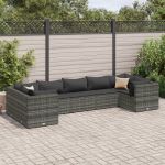 Set mobilier de grădină cu perne, 7 piese, gri, poliratan GartenMobel Dekor