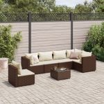 Set mobilier de grădină cu perne, 7 piese, maro, poliratan GartenMobel Dekor