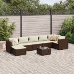 Set mobilier de grădină cu perne, 8 piese, maro, poliratan GartenMobel Dekor
