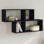 Raft de perete, negru, 100x20x53 cm, lemn prelucrat GartenMobel Dekor