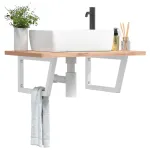 Suporturi de rafturi pentru lavoar 2 buc., alb, oțel, trapez GartenMobel Dekor