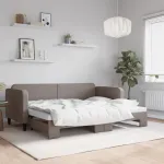 Pat de zi cu extensie, gri taupe, 80x200 cm, textil GartenMobel Dekor