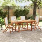 Scaune de grădină pliabile 4 buc. lemn masiv acacia & textilenă GartenMobel Dekor