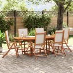Scaune de grădină pliabile 6 buc. lemn masiv acacia & textilenă GartenMobel Dekor