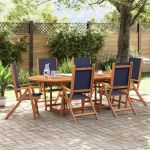 Scaune de grădină pliabile 6 buc. lemn masiv acacia & textilenă GartenMobel Dekor