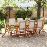 Scaune de grădină pliabile 8 buc. lemn masiv acacia & textilenă GartenMobel Dekor