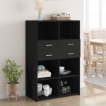 Dulap înalt, negru, 80x42,5x124 cm, lemn prelucrat GartenMobel Dekor