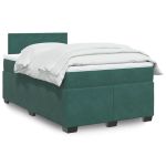 Pat box spring cu saltea, verde închis, 120x190 cm, catifea GartenMobel Dekor