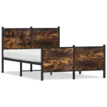 Cadru pat metalic tăblie cap/picioare, stejar fumuriu 120x200cm GartenMobel Dekor