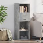 Dulap înalt, gri beton, 40x42,5x124 cm, lemn prelucrat GartenMobel Dekor