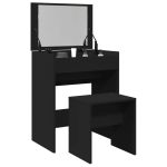 Masă de toaletă și taburet, negru, 60x40x113,5 cm GartenMobel Dekor
