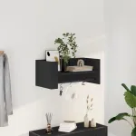 Raft de perete, negru, 70,5x35x30,5 cm, lemn prelucrat GartenMobel Dekor