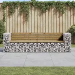 Bancă de grădină cu gabion, 244x71x65,5 cm, lemn pin impregnat GartenMobel Dekor