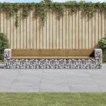 Bancă grădină design gabion, 347x71x65,5 cm, lemn pin impregnat GartenMobel Dekor