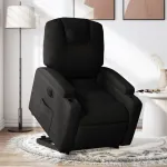 Fotoliu electric rabatabil cu ridicare, negru, textil GartenMobel Dekor