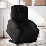 Fotoliu rabatabil cu ridicare pe verticală, negru, textil GartenMobel Dekor