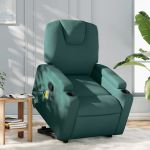 Fotoliu rabatabil de masaj, cu ridicare, verde închis, textil GartenMobel Dekor
