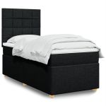 Pat box spring cu saltea, negru, 90x190 cm, textil GartenMobel Dekor