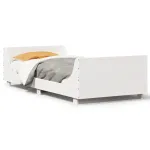 Cadru de pat cu tăblie, alb, 100x200 cm, lemn masiv pin GartenMobel Dekor