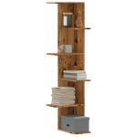 Raft colțar perete lemn vechi 36,5x36,5x140 cm lemn prelucrat GartenMobel Dekor
