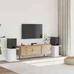 Suporturi difuzoare, 2 buc., alb, 30x30x40 cm, lemn prelucrat GartenMobel Dekor