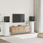 Suporturi difuzoare, 2 buc., alb, 30x30x80 cm, lemn prelucrat GartenMobel Dekor