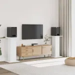 Suporturi difuzoare, 2 buc., alb, 30x30x95 cm, lemn prelucrat GartenMobel Dekor