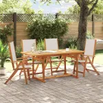 Set mobilier de grădină, 5 piese, lemn masiv acacia/textilenă GartenMobel Dekor