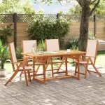 Set mobilier de grădină, 5 piese, lemn masiv acacia/textilenă GartenMobel Dekor