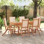 Set mobilier de grădină, 7 piese, lemn masiv acacia/textilenă GartenMobel Dekor