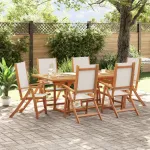 Set mobilier de grădină, 7 piese, lemn masiv acacia/textilenă GartenMobel Dekor