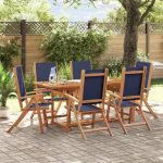 Set mobilier de grădină, 7 piese, lemn masiv acacia/textilenă GartenMobel Dekor
