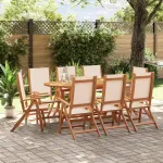 Set mobilier de grădină, 9 piese, lemn masiv acacia/textilenă GartenMobel Dekor