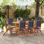 Set mobilier de grădină, 9 piese, lemn masiv acacia/textilenă GartenMobel Dekor