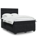 Pat box spring cu saltea, negru, 140x190 cm, catifea GartenMobel Dekor