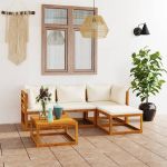 Set mobilier de grădină cu perne, 5 piese, lemn masiv de acacia GartenMobel Dekor