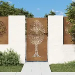 Poartă pentru grădină, 85x200 cm, oțel corten, model copac GartenMobel Dekor
