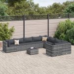 Set mobilier de grădină cu perne, 10 piese, gri, poliratan GartenMobel Dekor