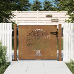 Poartă pentru grădină, 105x80 cm, oțel corten, model copac GartenMobel Dekor