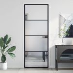 Ușă de interior negru 76x201,5 cm sticlă securiz./aluminiu slim GartenMobel Dekor