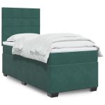Pat box spring cu saltea, verde închis, 90x190 cm, catifea GartenMobel Dekor