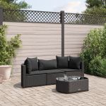 Set mobilier de grădină cu perne, 4 piese, negru, poliratan GartenMobel Dekor