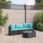 Set mobilier de grădină cu perne, 4 piese, negru, poliratan GartenMobel Dekor
