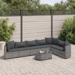 Set canapele de grădină cu perne, 8 piese, gri, poliratan GartenMobel Dekor