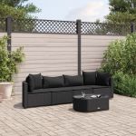 Set mobilier de grădină cu perne, 5 piese, negru, poliratan GartenMobel Dekor