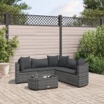 Set mobilier grădină cu perne, 6 piese, gri, poliratan GartenMobel Dekor